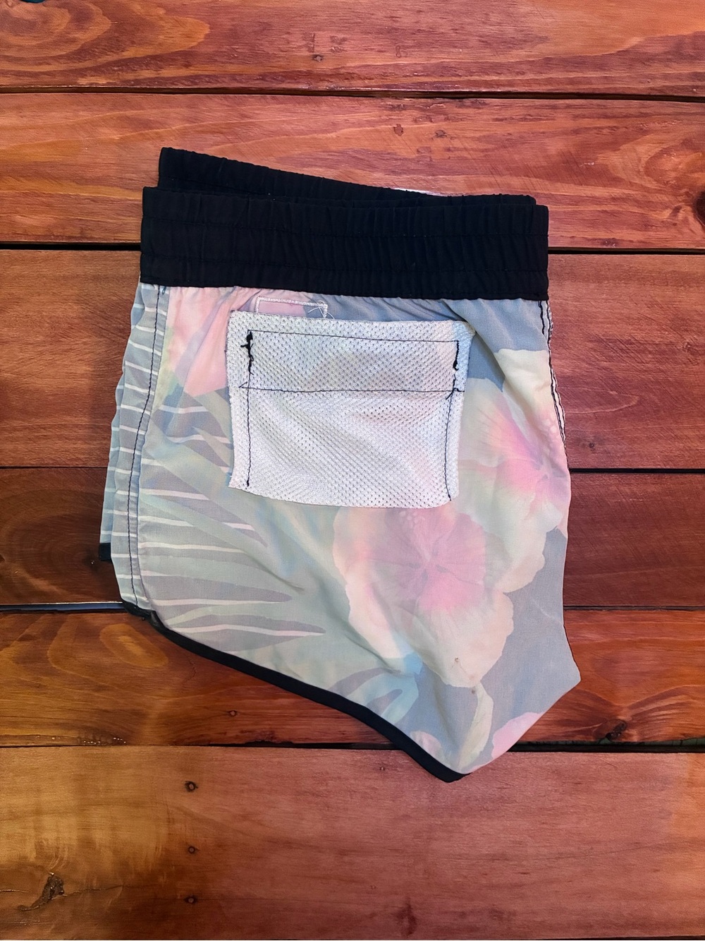 Y2K Retro Women's Board Shorts - Neon Floral Black Swim Coverup - Size XL - Picture 4 of 8